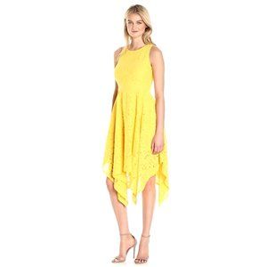 Nanette Nanette Lepore Women's Slvls Lace Hanky Hem Dress, Lemon Zest, 14
